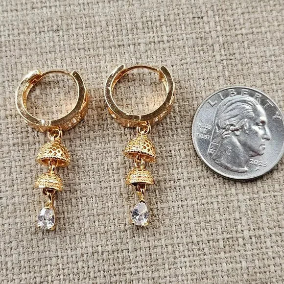 Earrings Fashion Ear Jewelry Drop Down Rose Gold Tone Jhumki style Earrings - Picture 9 of 10